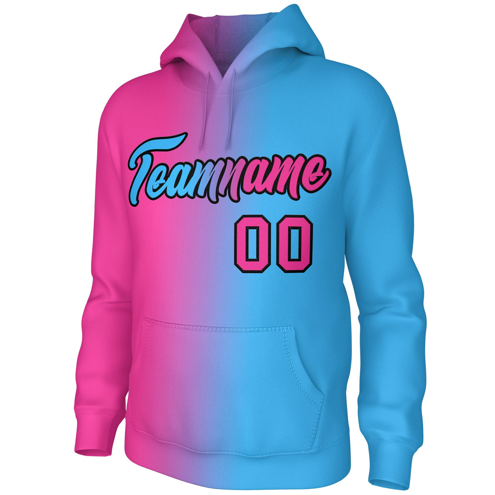 Custom Pink Gradient Fashion Pullover Sweatshirt Hoodie