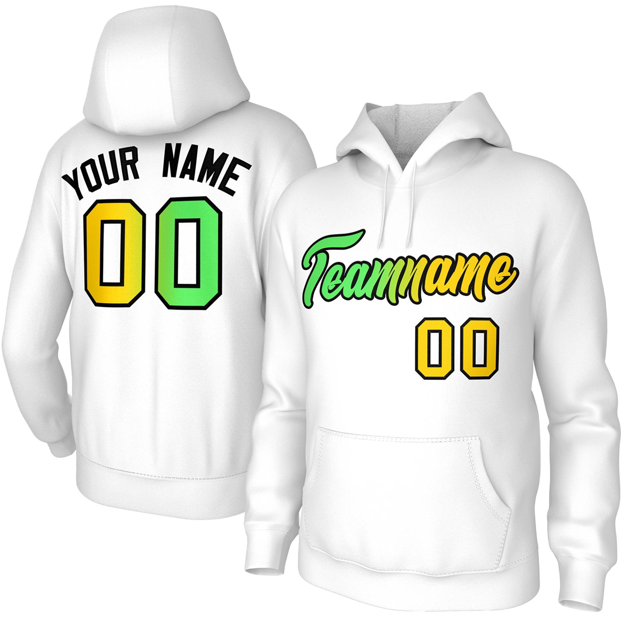 Custom White Gradient Fashion Pullover Sweatshirt Hoodie