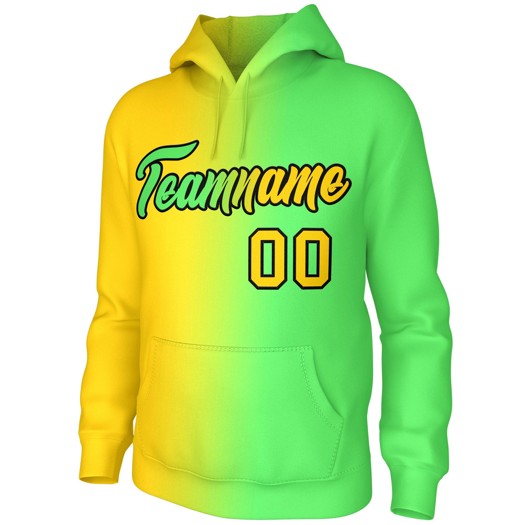 Custom Neon Green Gradient Fashion Pullover Sweatshirt Hoodie