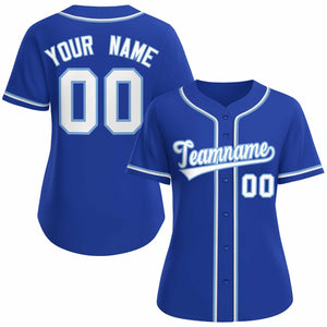 Custom Royal White Light Blue Classic Style Baseball Jersey for Women