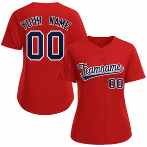 Custom Red Navy White Classic Style Baseball Jersey for Women