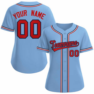 Custom Light Blue Red Navy Classic Style Baseball Jersey for Women