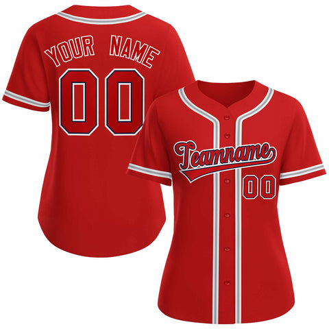 Custom Red Red Navy Classic Style Baseball Jersey for Women