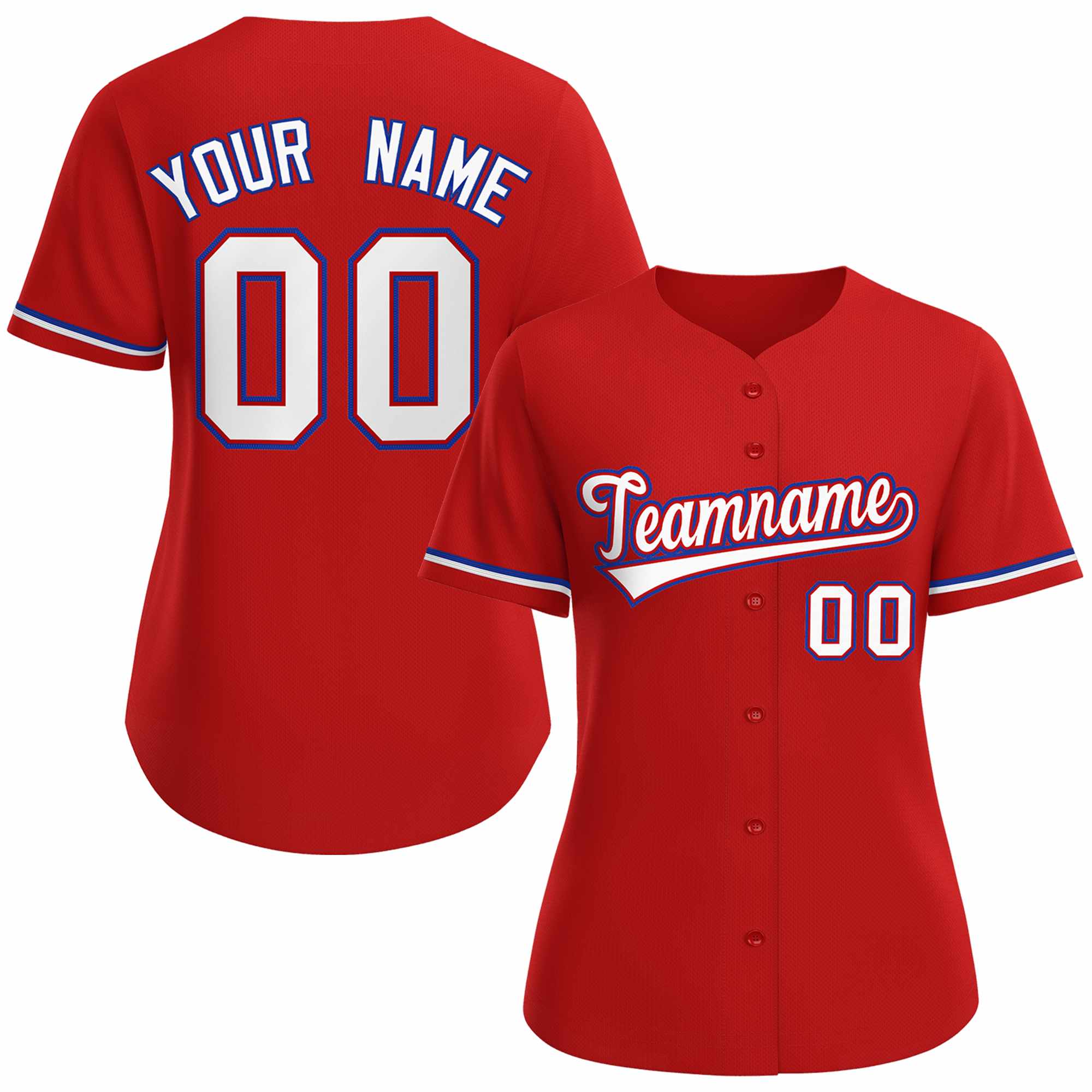 Maillot de baseball de style classique rouge blanc rouge personnalisé pour femmes