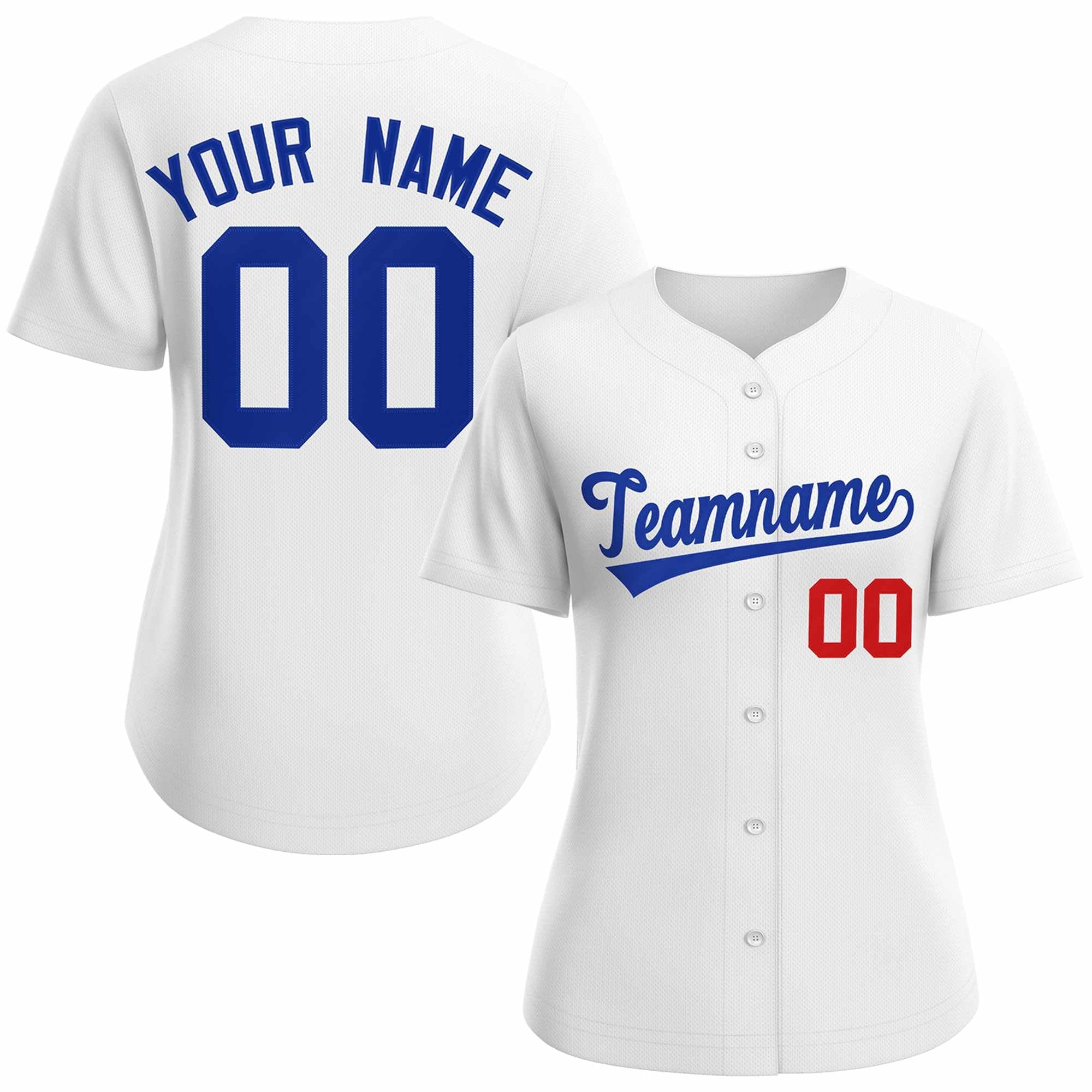 Maillot de baseball de style classique royal blanc personnalisé pour femmes