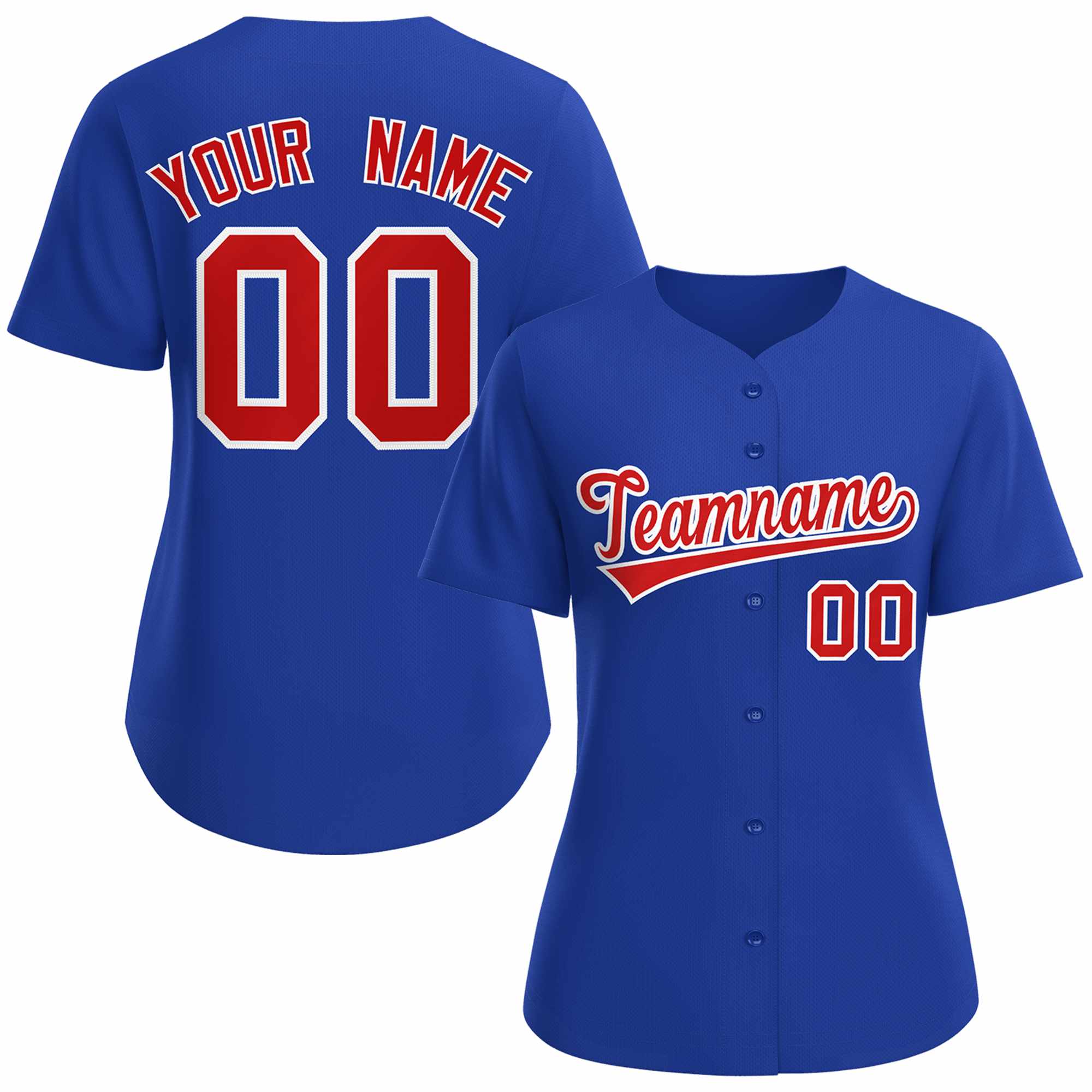 Maillot de baseball de style classique personnalisé Royal Red White pour femmes