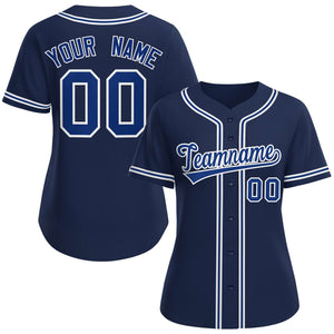 Custom Navy Royal-White Classic Style Baseball Jersey For Women