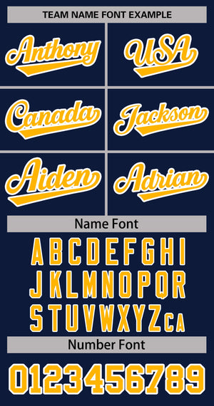 Custom Navy Yellow-White Classic Style Baseball Jersey For Women