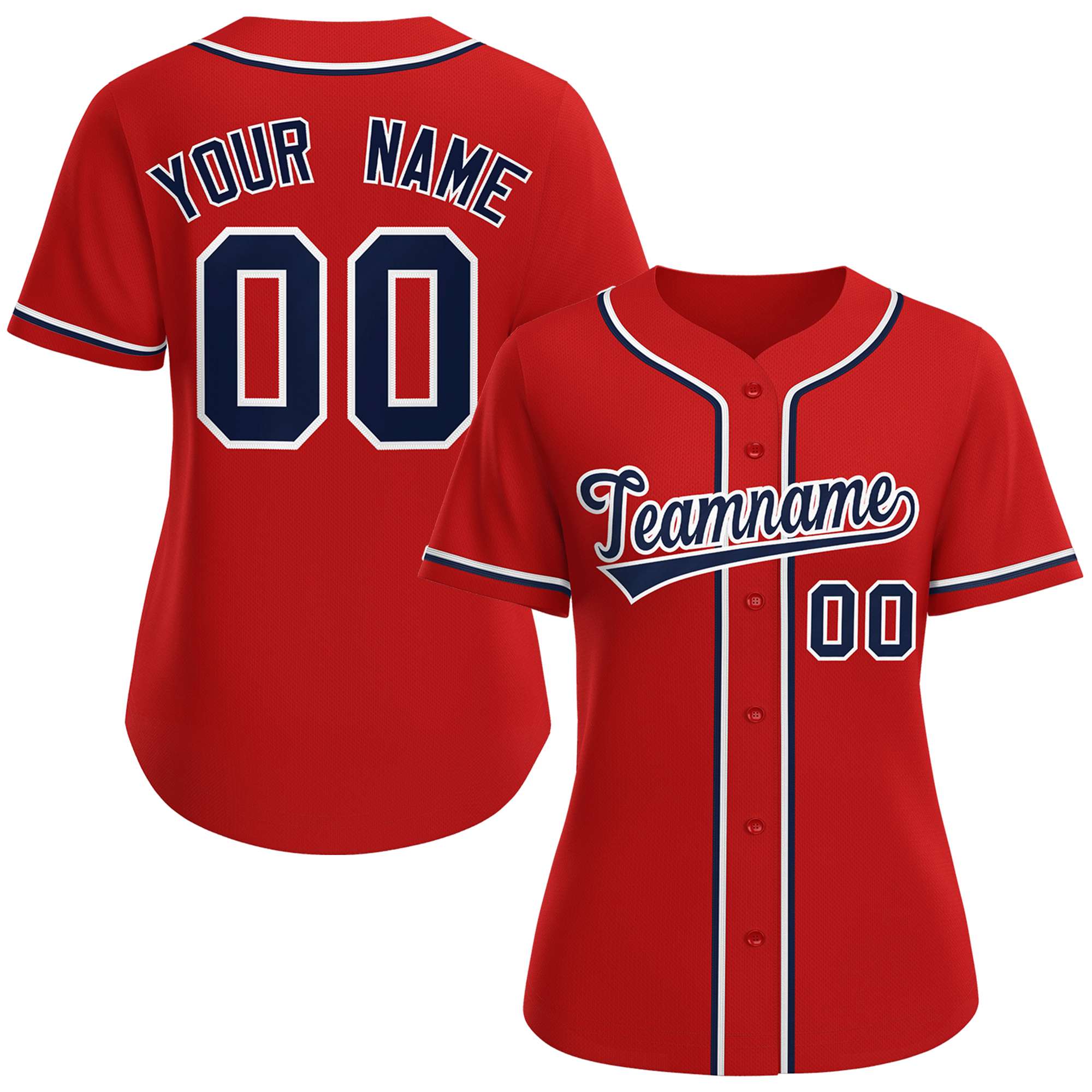 Custom Red Navy-White Classic Style Baseball Jersey For Women