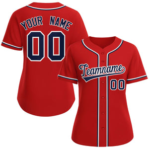 Custom Red Navy-White Classic Style Baseball Jersey For Women