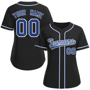 Custom Black Royal-White Classic Style Baseball Jersey For Women