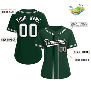 Custom Green White-Black Classic Style Baseball Jersey For Women