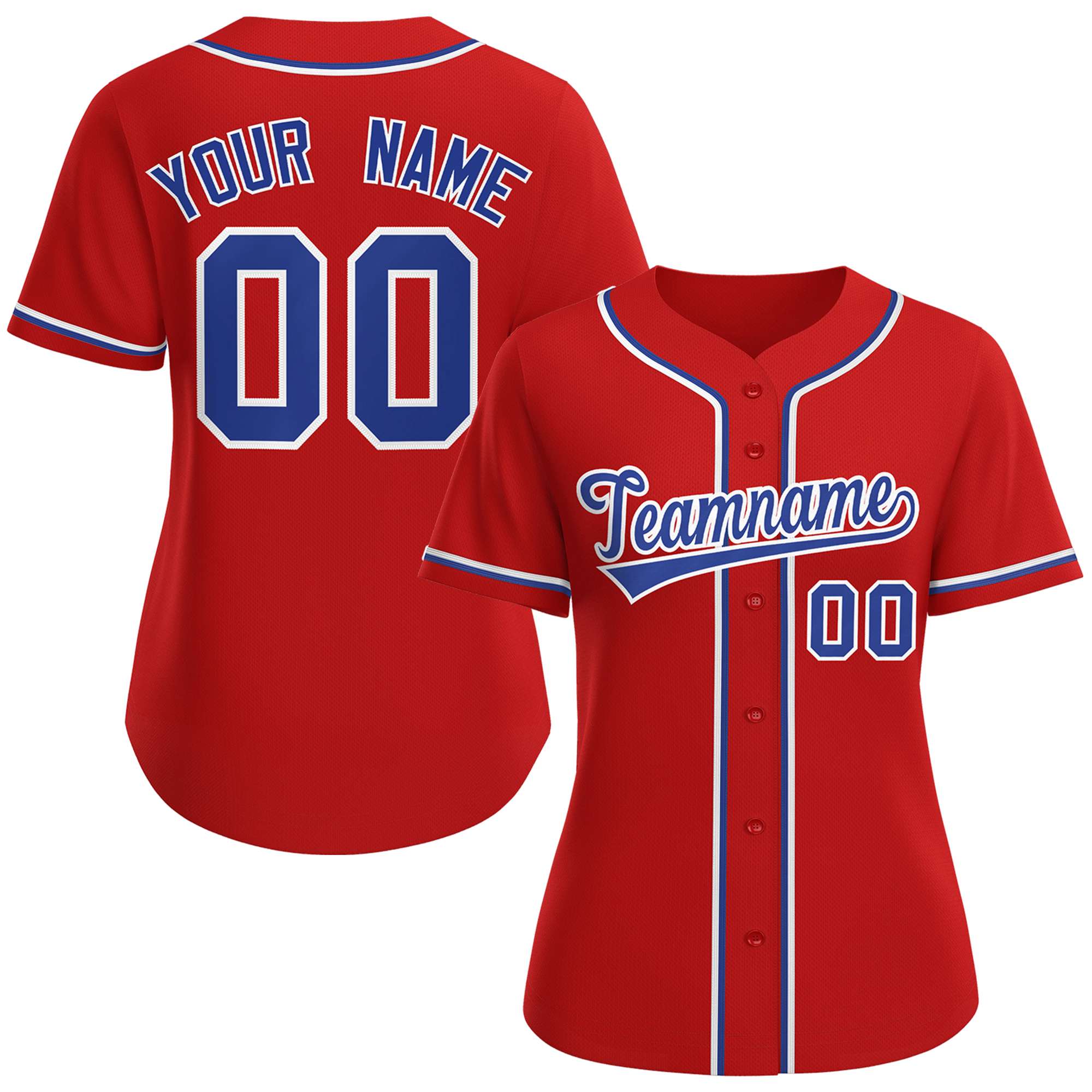 Custom Red Royal-White Classic Style Baseball Jersey For Women