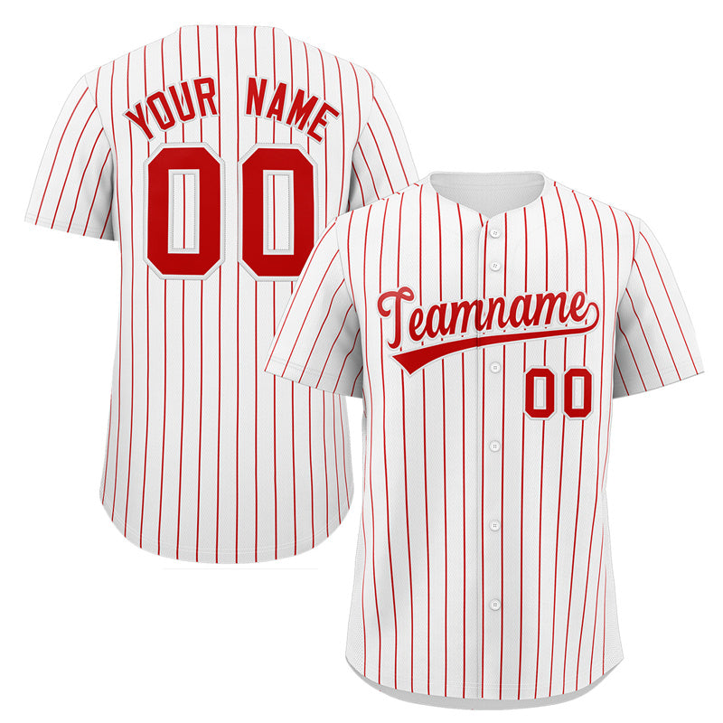 Custom White Red Stripe Fashion Authentic Baseball Jersey