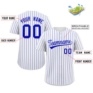 Maillot de baseball authentique à rayures royales blanches personnalisées, à la mode