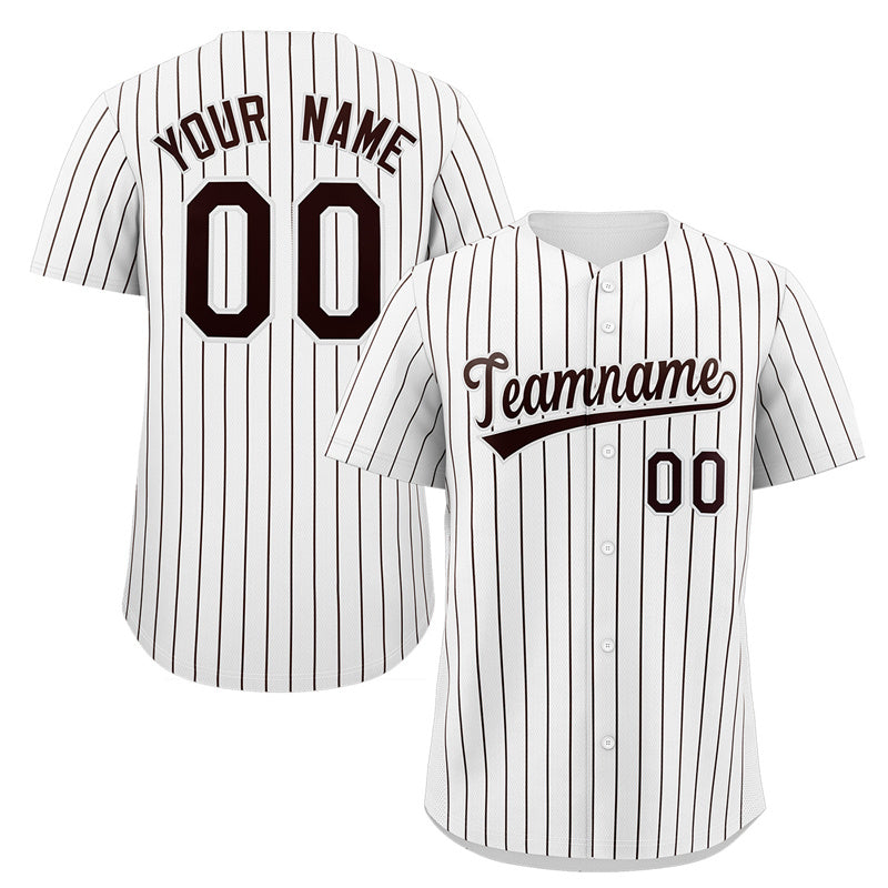 Maillot de baseball authentique à rayures blanches et brunes, personnalisé, à la mode