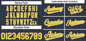 Custom Navy Gold-White Stripe Fashion Authentic Baseball Jersey