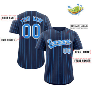 Custom Navy Powder Blue-White Stripe Fashion Authentic Baseball Jersey