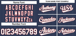 Custom Navy White-Red Stripe Fashion Authentic Baseball Jersey