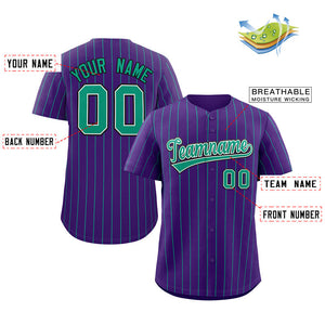 Maillot de baseball authentique à rayures violettes et noires, personnalisé, à la mode