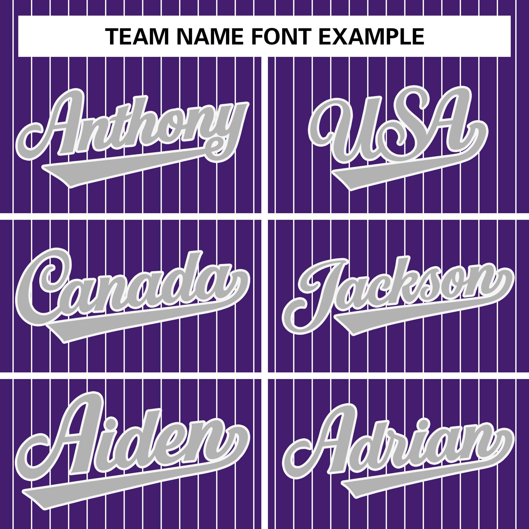 pinstripe full button jerseys team name font