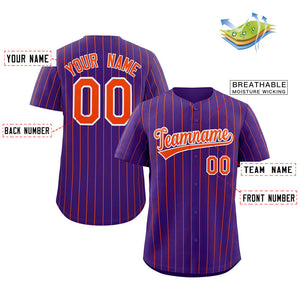 Custom Purple Orange-White Stripe Fashion Authentic Baseball Jersey