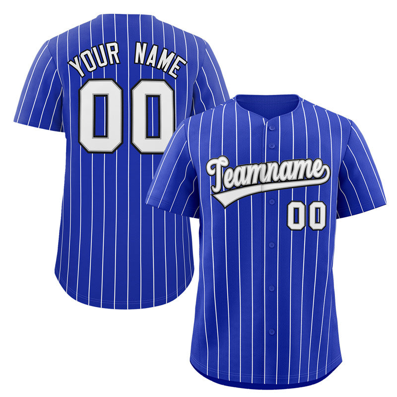 Custom Royal White-Black Stripe Fashion Authentic Baseball Jersey