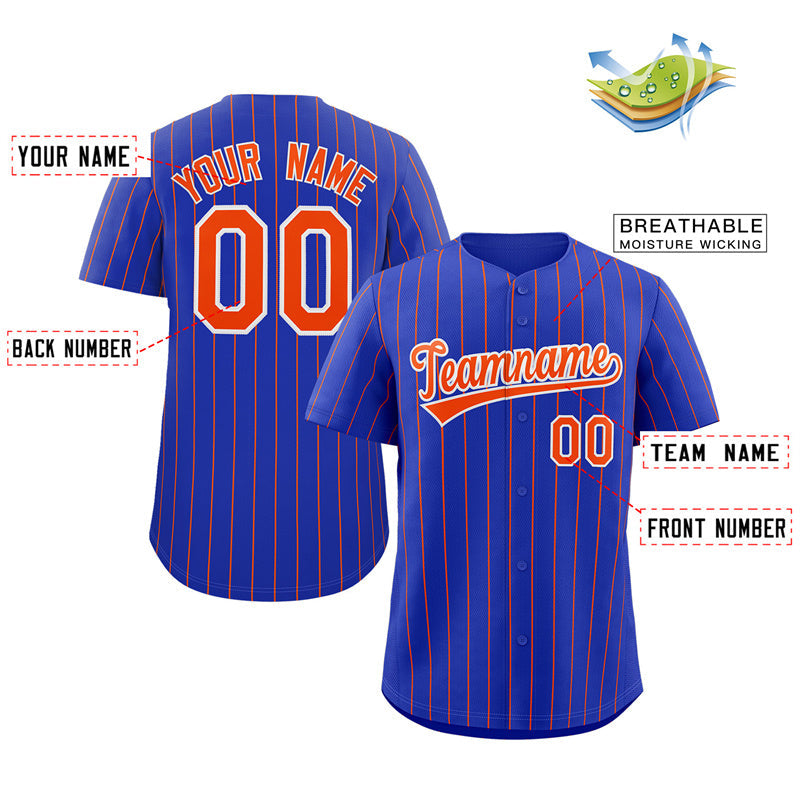 Custom Royal Orange-White Stripe Fashion Authentic Baseball Jersey