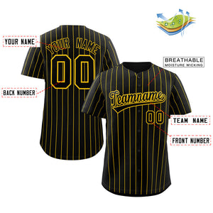 Maillot de baseball authentique à rayures noires et jaunes, personnalisé, à la mode