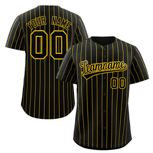 Maillot de baseball authentique à rayures noires et jaunes, personnalisé, à la mode