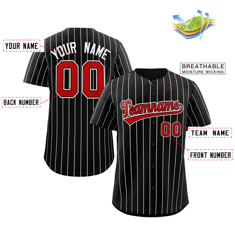 Maillot de baseball authentique à rayures noires et blanches, personnalisé, à la mode