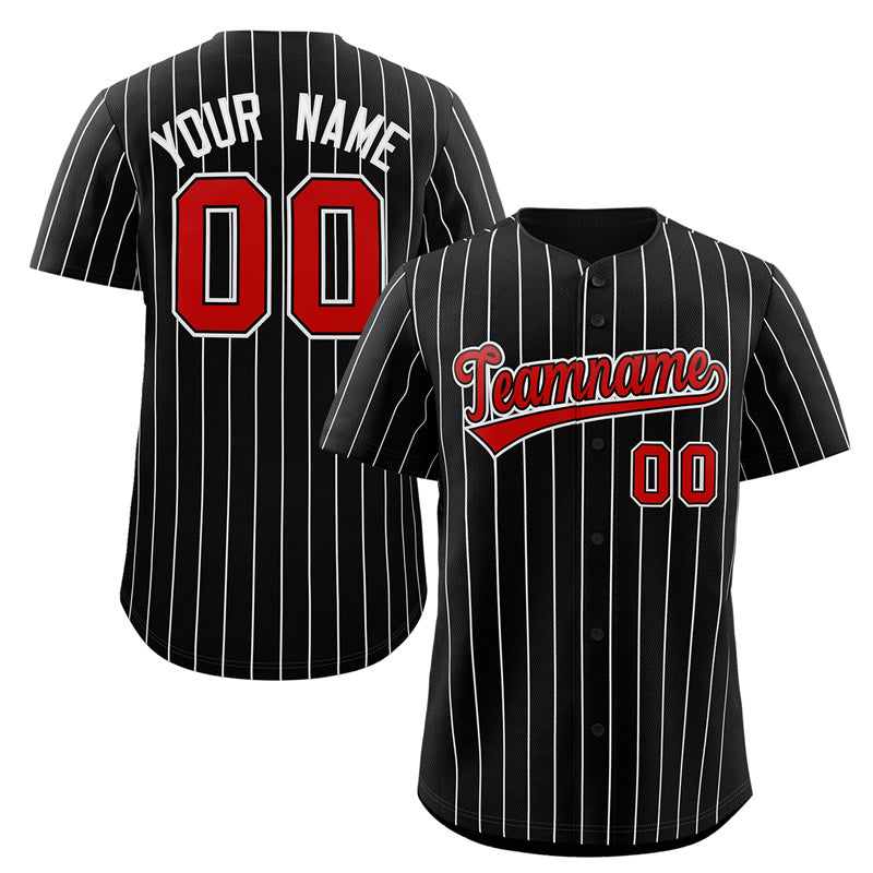 Maillot de baseball authentique à rayures noires et blanches, personnalisé, à la mode