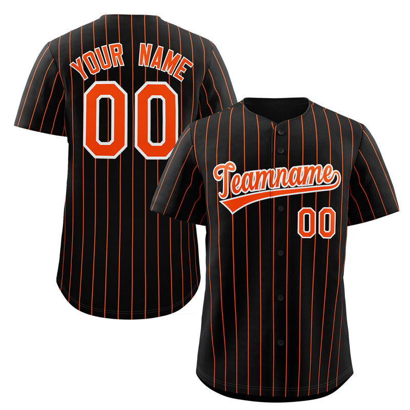 Custom Black Orange-White Stripe Fashion Authentic Baseball Jersey