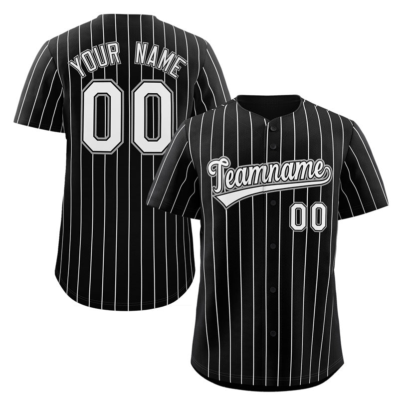 Maillot de baseball personnalisé à rayures noires et blanches, à la mode, authentique