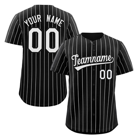 Custom Black White Stripe Fashion Authentic Baseball Jersey