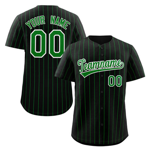 Custom Black Green-White Stripe Fashion Authentic Baseball Jersey