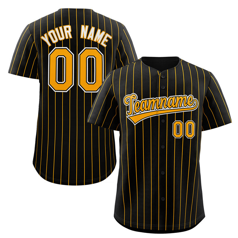 Maillot de baseball authentique à rayures noires et jaunes, personnalisé, à la mode