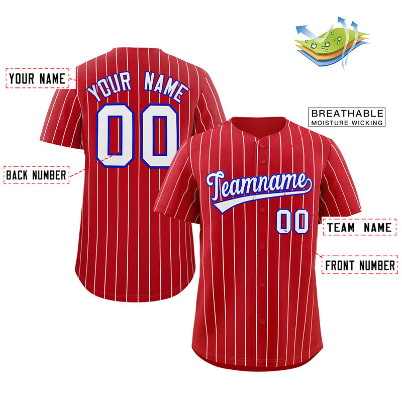 Custom Red White-Royal Stripe Fashion Authentic Baseball Jersey