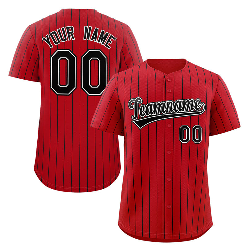 Maillot de baseball authentique à rayures rouges, noires et blanches, personnalisé, à la mode