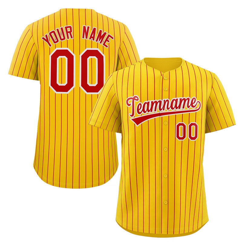 Maillot de baseball authentique à rayures jaunes, rouges et blanches, personnalisé, à la mode