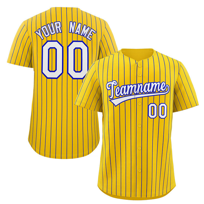 Custom Yellow White-Royal Stripe Fashion Authentic Baseball Jersey