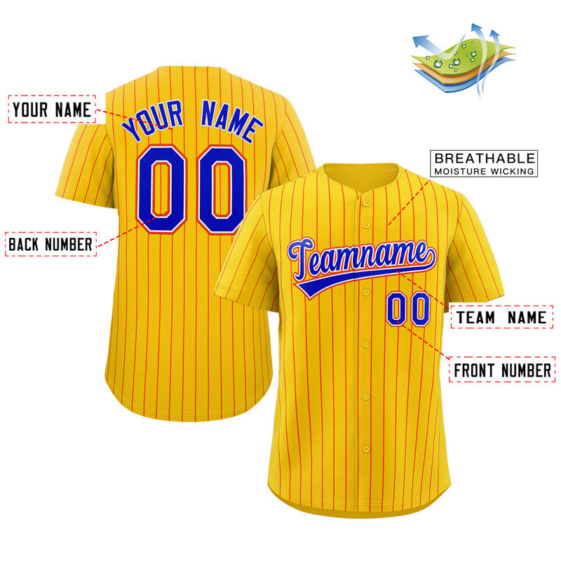 Maillot de baseball authentique à rayures jaunes et oranges, personnalisé, à la mode