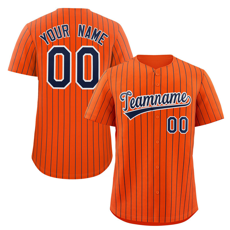 Maillot de baseball authentique à rayures orange marine et blanc, personnalisé, à la mode