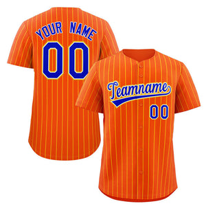 Custom Orange Royal-Yellow Stripe Fashion Authentic Baseball Jersey