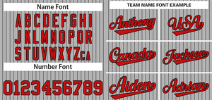 Custom Gray Red-Navy Stripe Fashion Authentic Baseball Jersey