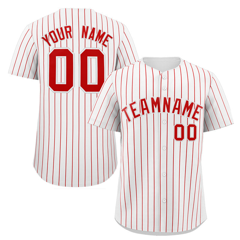 Maillot de baseball authentique à rayures blanches et rouges, personnalisé, à la mode