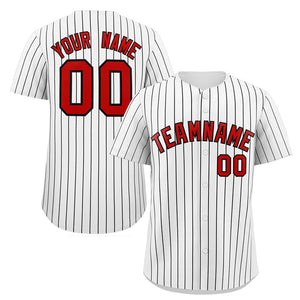 Maillot de baseball authentique à rayures blanches, rouges et noires, personnalisé, à la mode