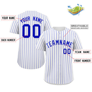 Maillot de baseball authentique à rayures royales blanches personnalisées, à la mode