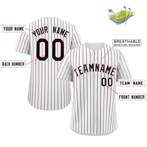 Custom White Brown Stripe Fashion Authentic Baseball Jersey