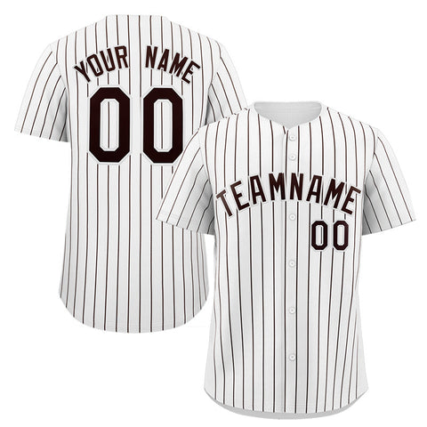 Custom White Brown Stripe Fashion Authentic Baseball Jersey